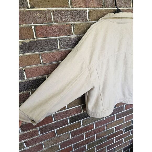TIME AND TRU Womens Large Oversized Shacket Shirt Jacket Cream Button Wool Blend - Picture 6 of 6